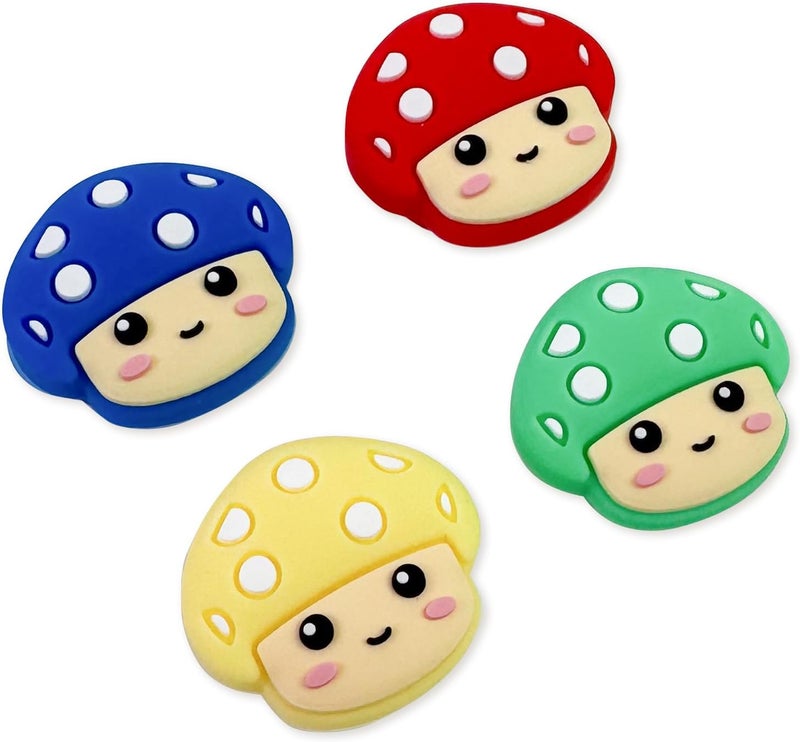 FlyingMage Switch Joycon Thumb Grips Caps, 4 PCS Cute Kawaii 3D Silicone Analog Thumbstick Button Cover Compatible with Nintendo Switch Lite/OLED Joystick Caps (Multicolor Mushroom) - Image 1